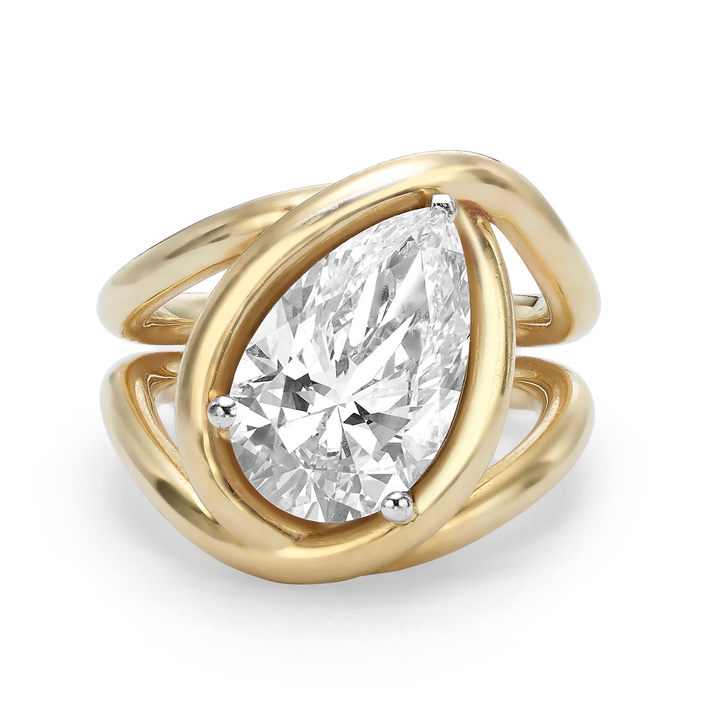 Sculptural Pear Diamond Statement Ring