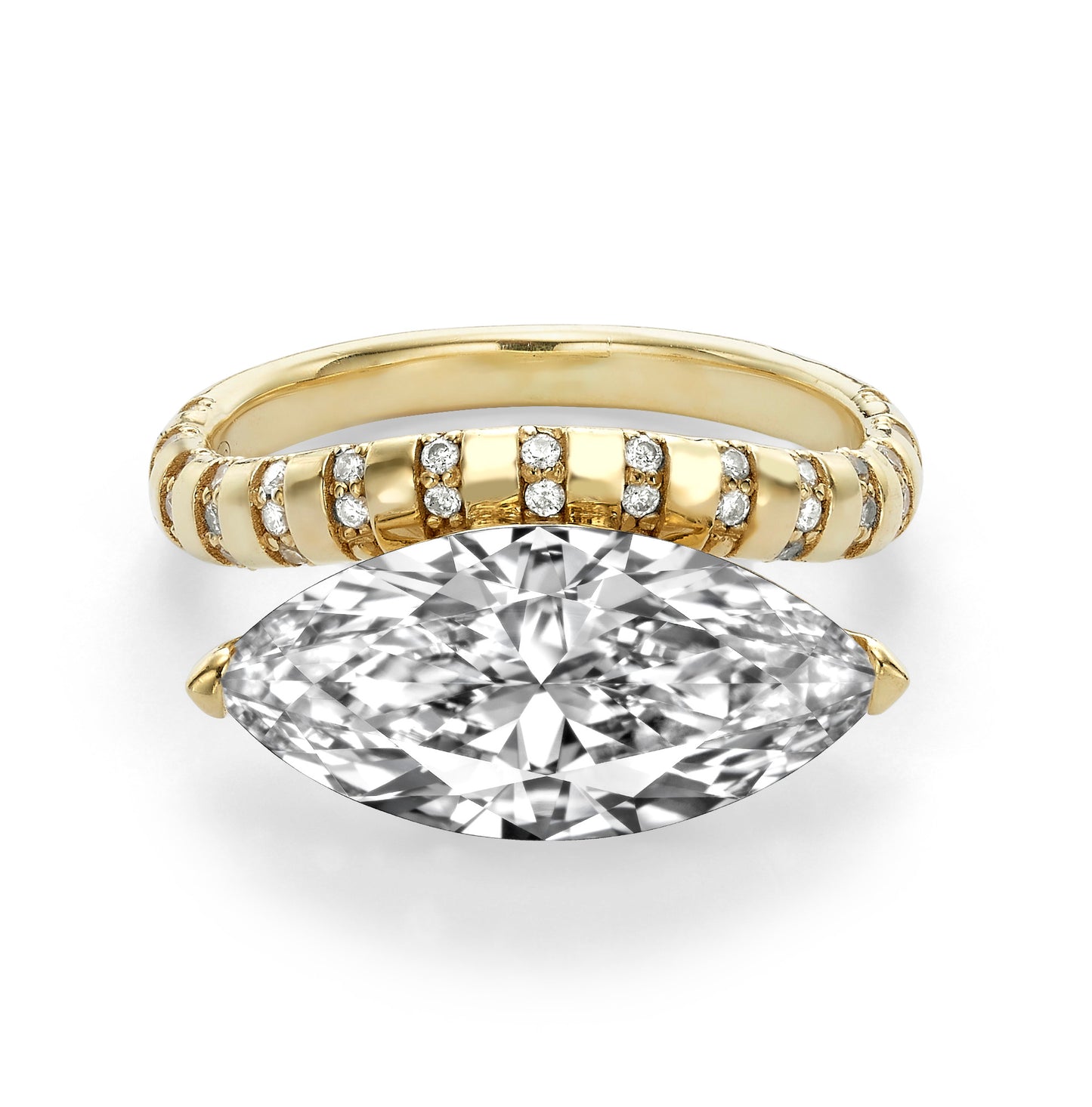 East-West Marquise Pavé Ring