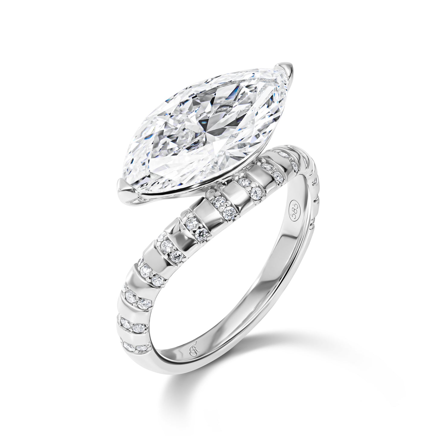 East-West Marquise Pavé Ring
