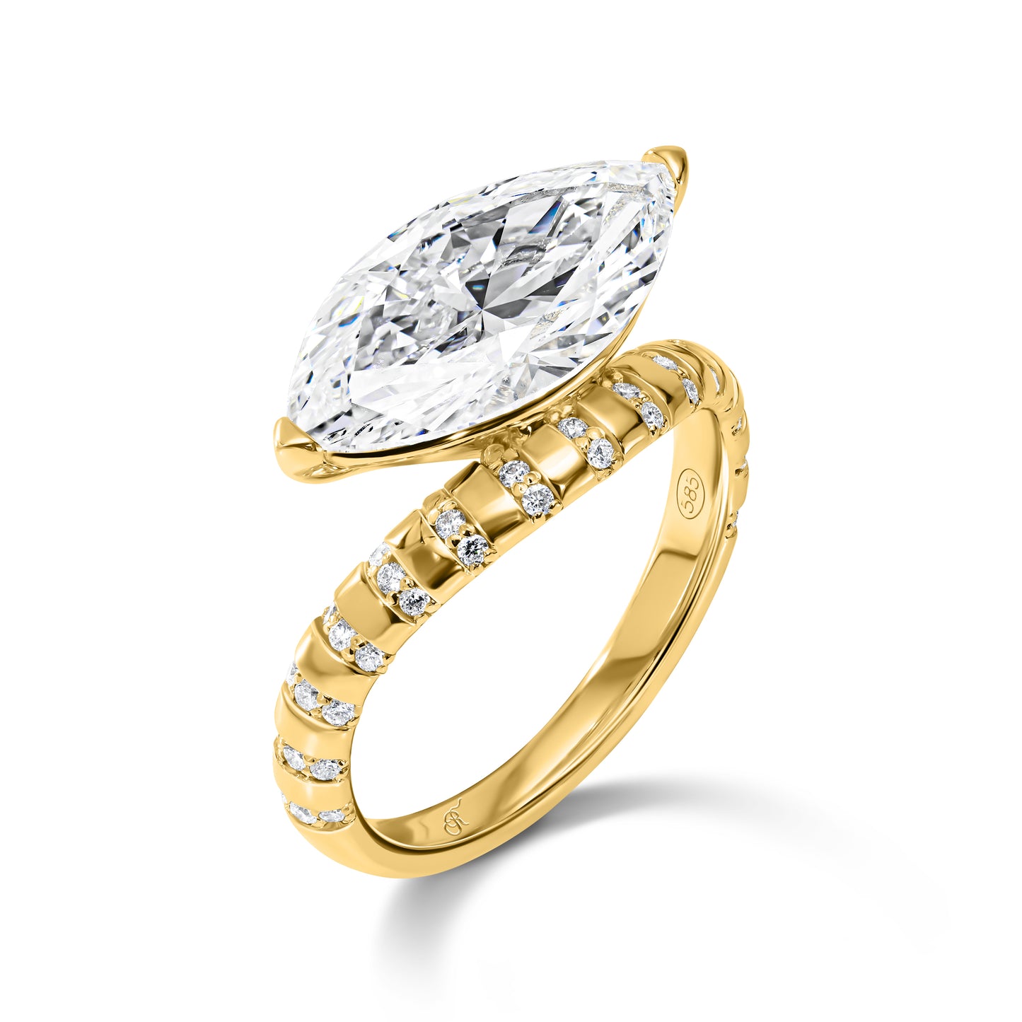 East-West Marquise Pavé Ring