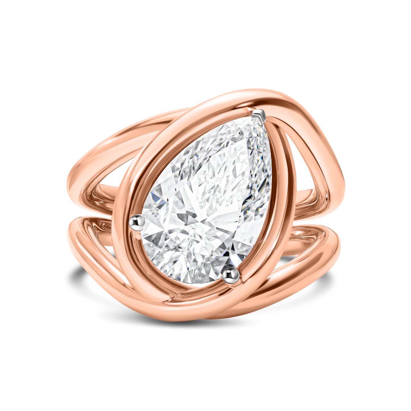 Sculptural Pear Diamond Statement Ring