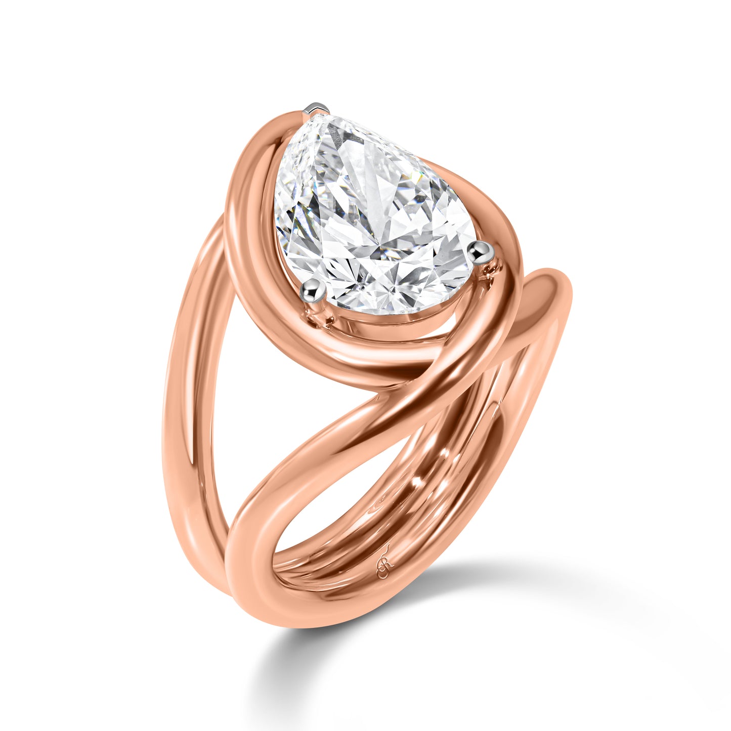 Sculptural Pear Diamond Statement Ring