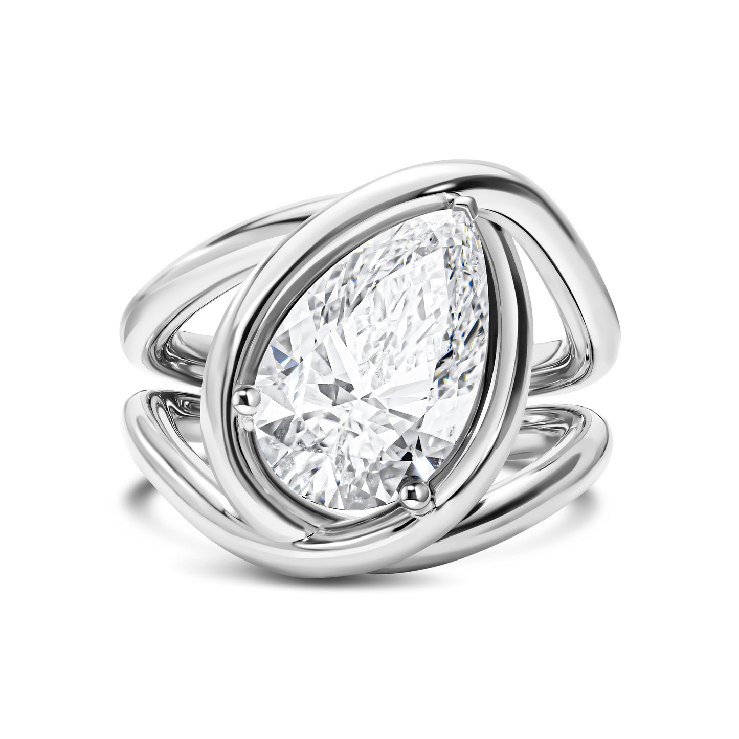 Sculptural Pear Diamond Statement Ring