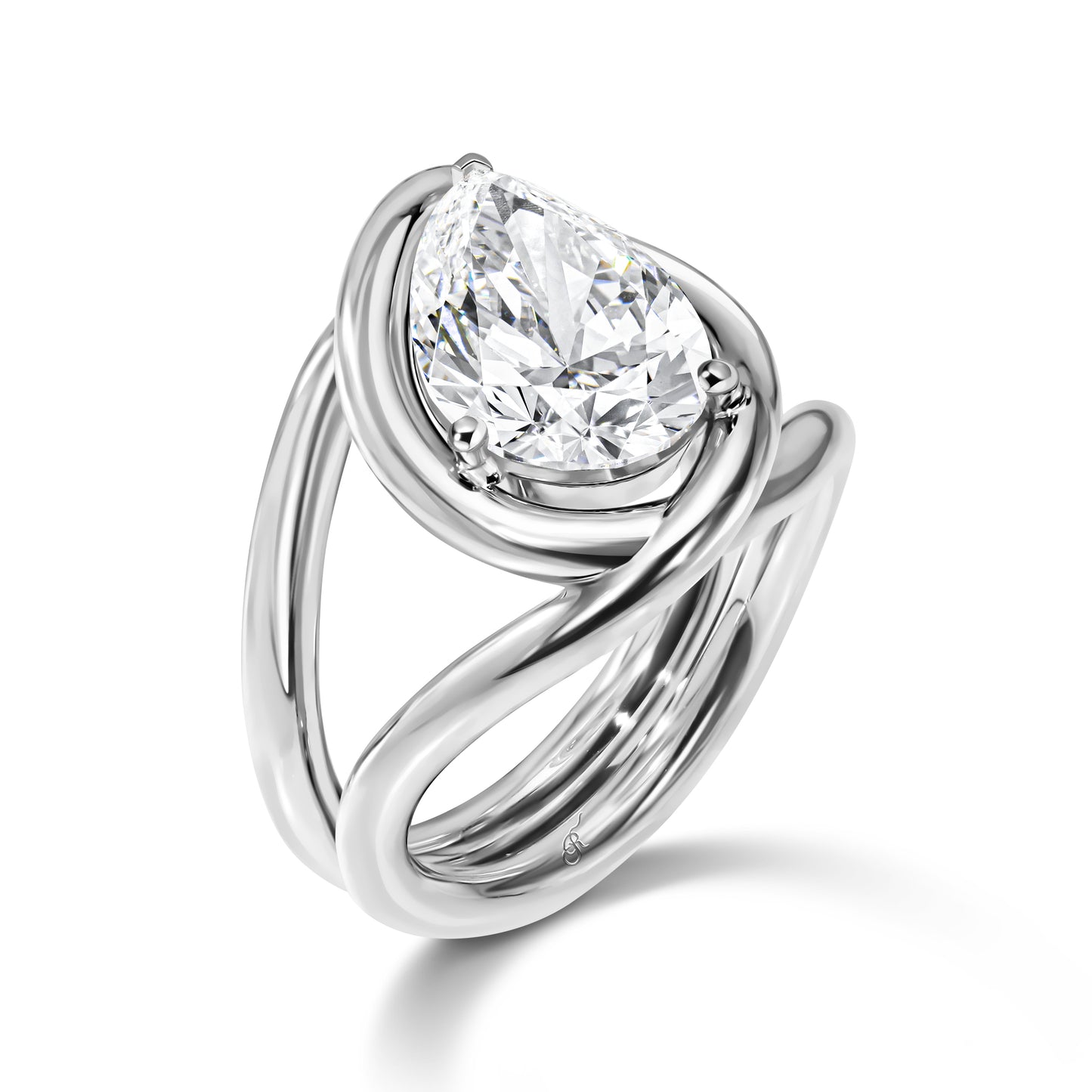 Sculptural Pear Diamond Statement Ring