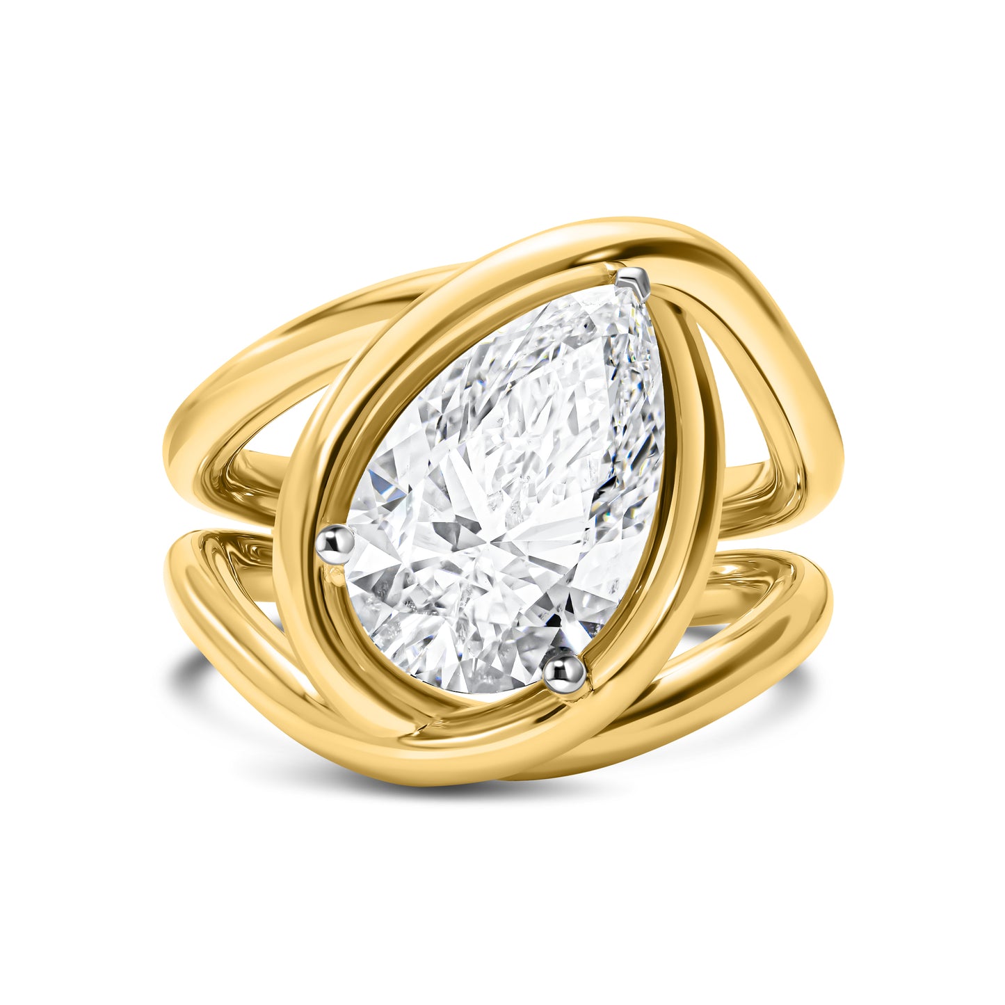 Sculptural Pear Diamond Statement Ring