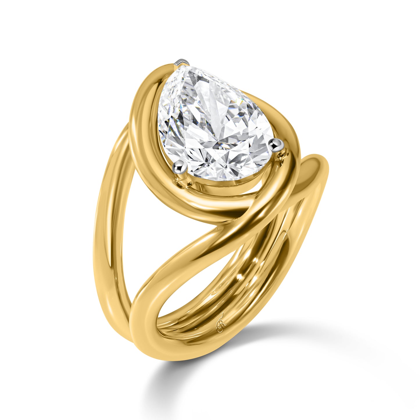 Sculptural Pear Diamond Statement Ring