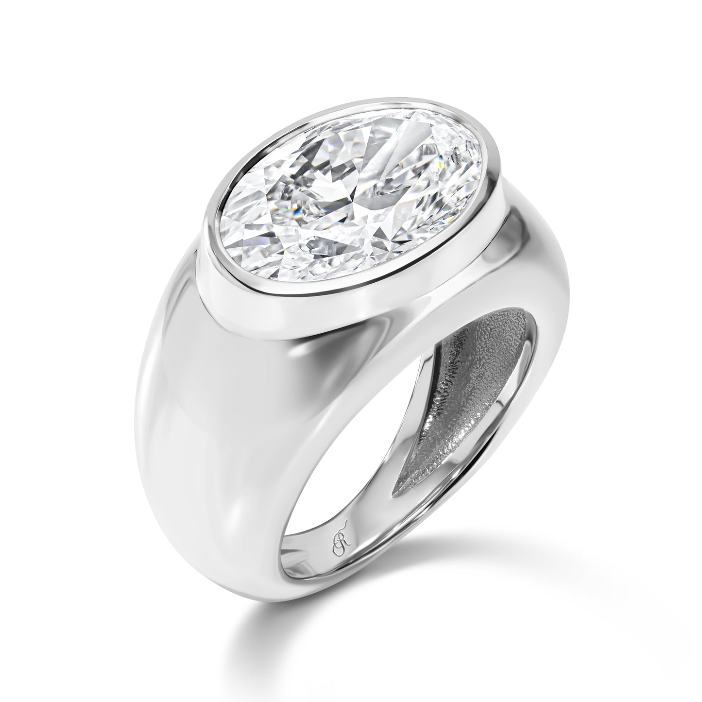 Oval Diamond Dome Ring