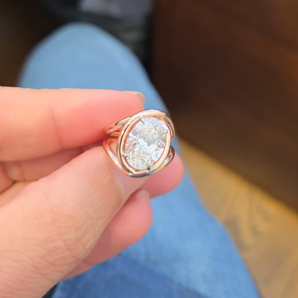 Sculptural Oval Diamond Statement Ring
