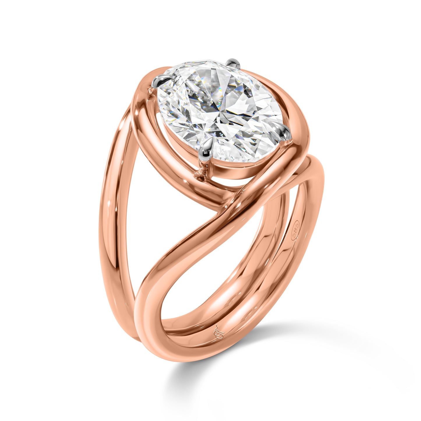 Sculptural Oval Diamond Statement Ring
