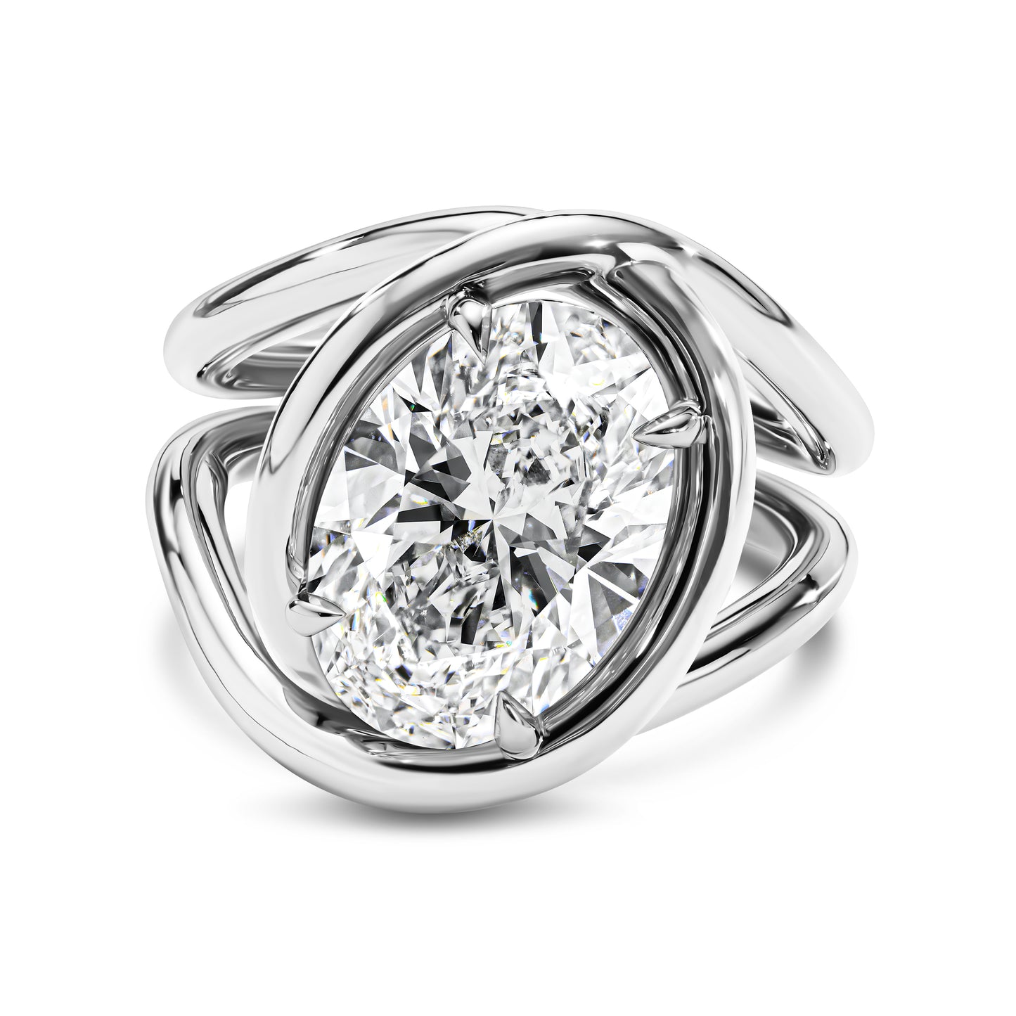 Sculptural Oval Diamond Statement Ring