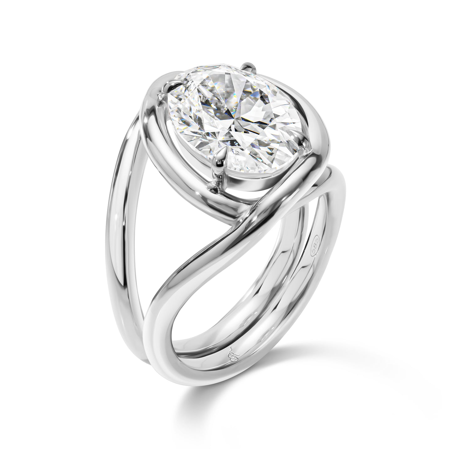 Sculptural Oval Diamond Statement Ring