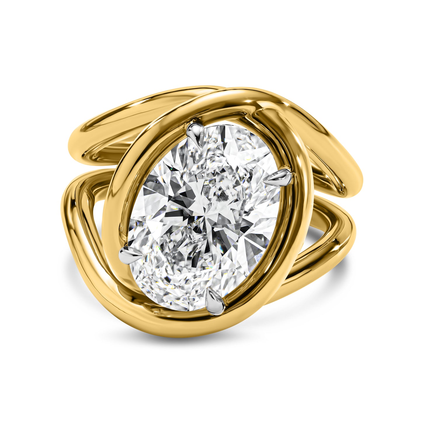Sculptural Oval Diamond Statement Ring