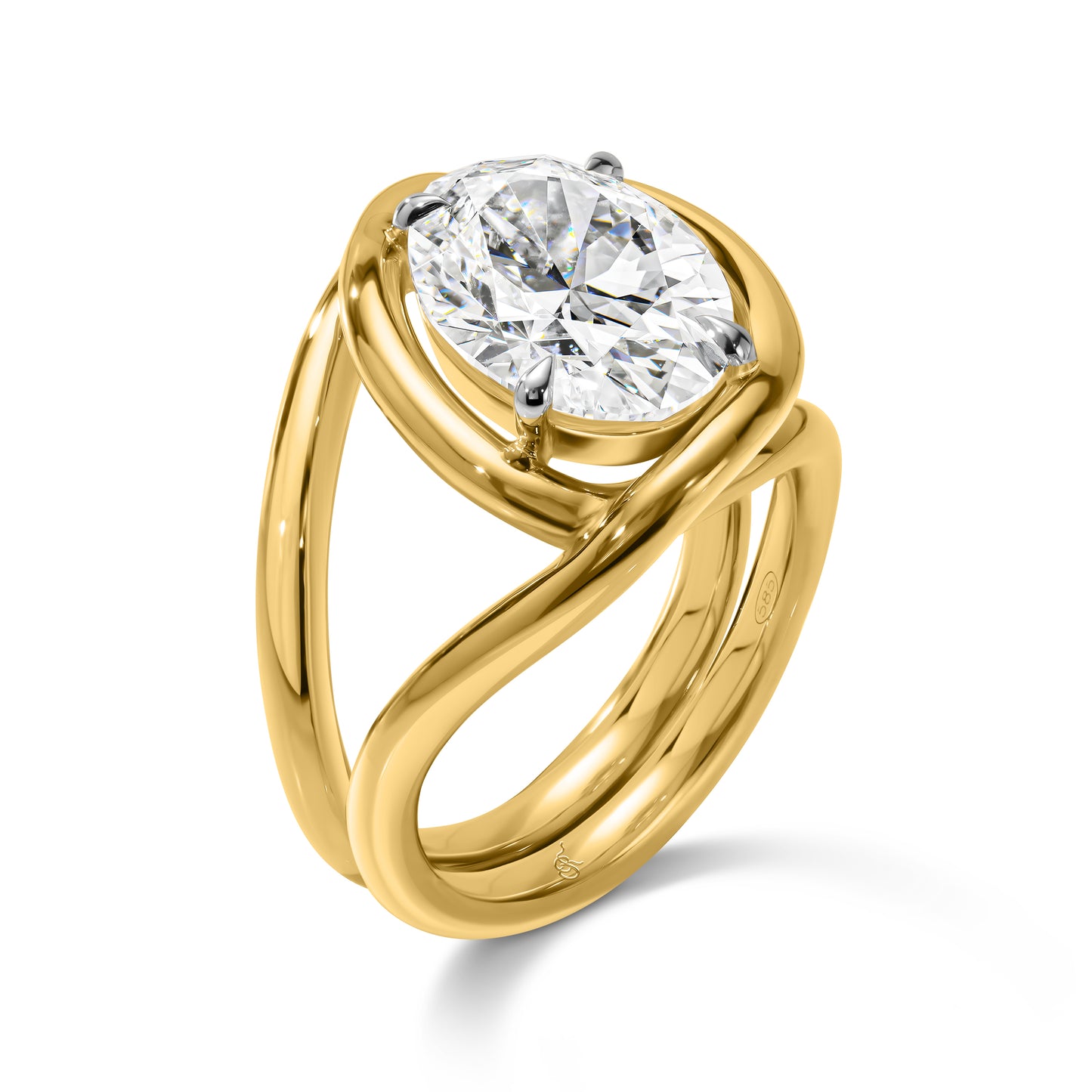 Sculptural Oval Diamond Statement Ring