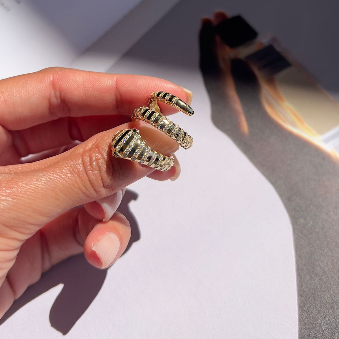 Coiled Diamond Snake Ring