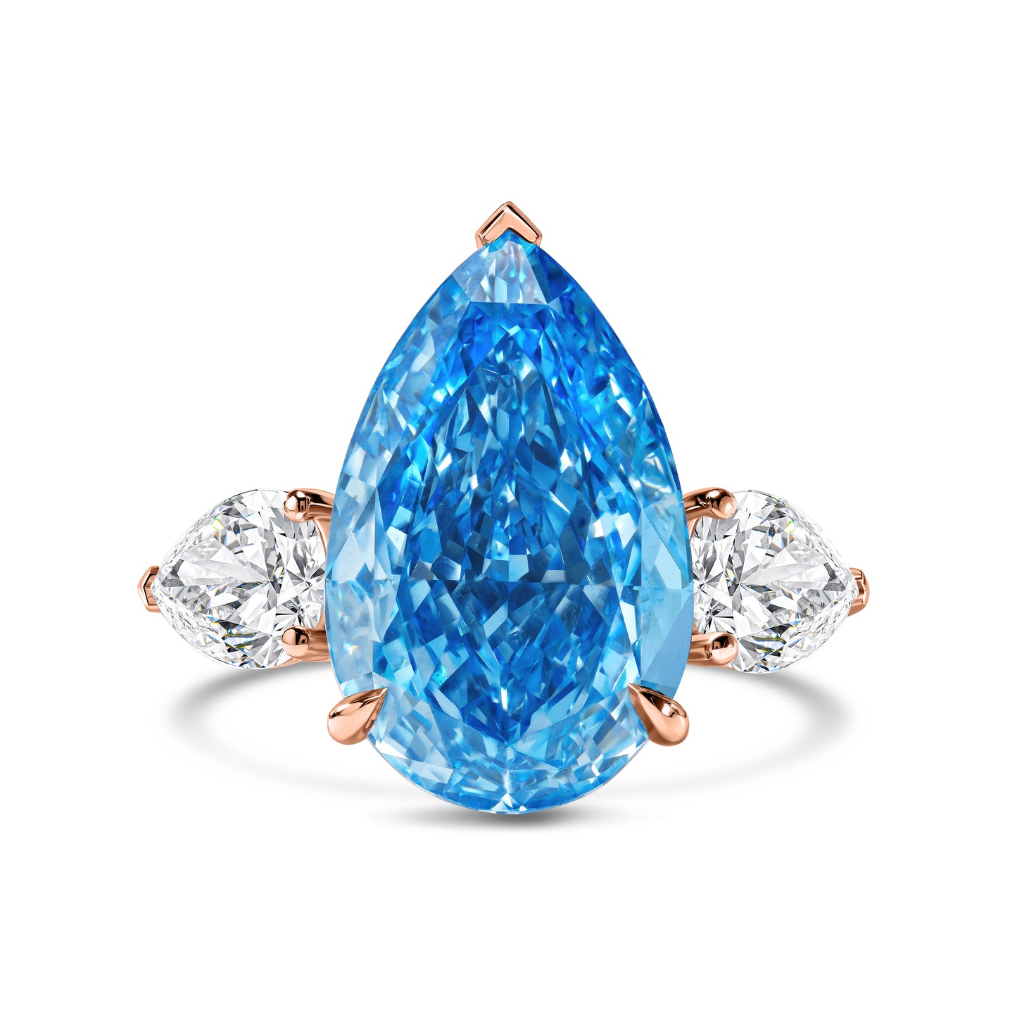 Vivid Blue Pear Diamond Ring