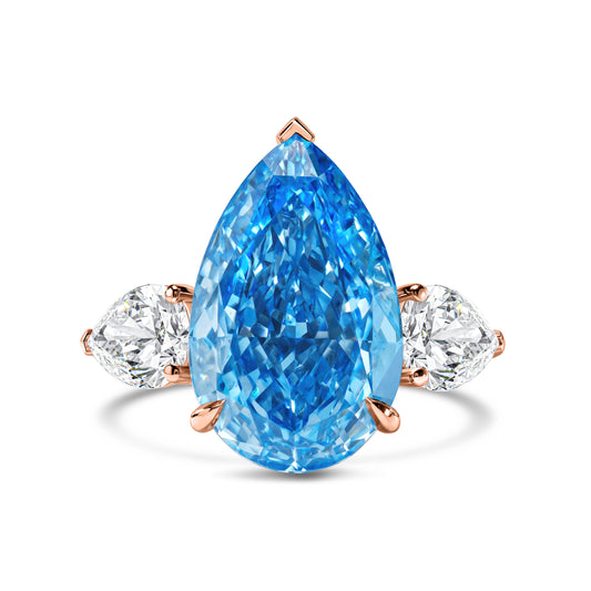 Vivid Blue Pear Diamond Ring
