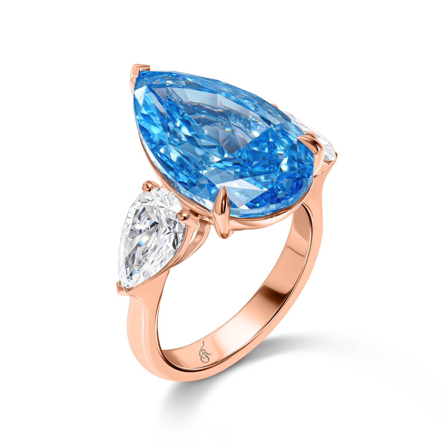 Vivid Blue Pear Diamond Ring