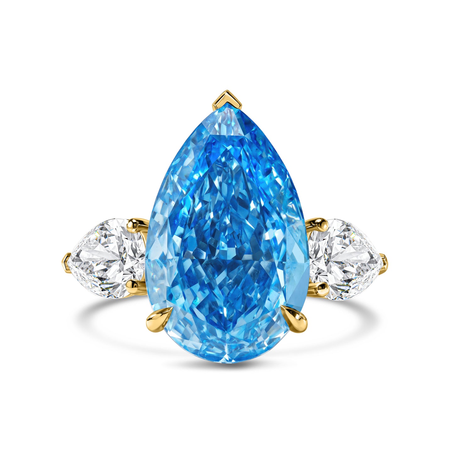 Vivid Blue Pear Diamond Ring