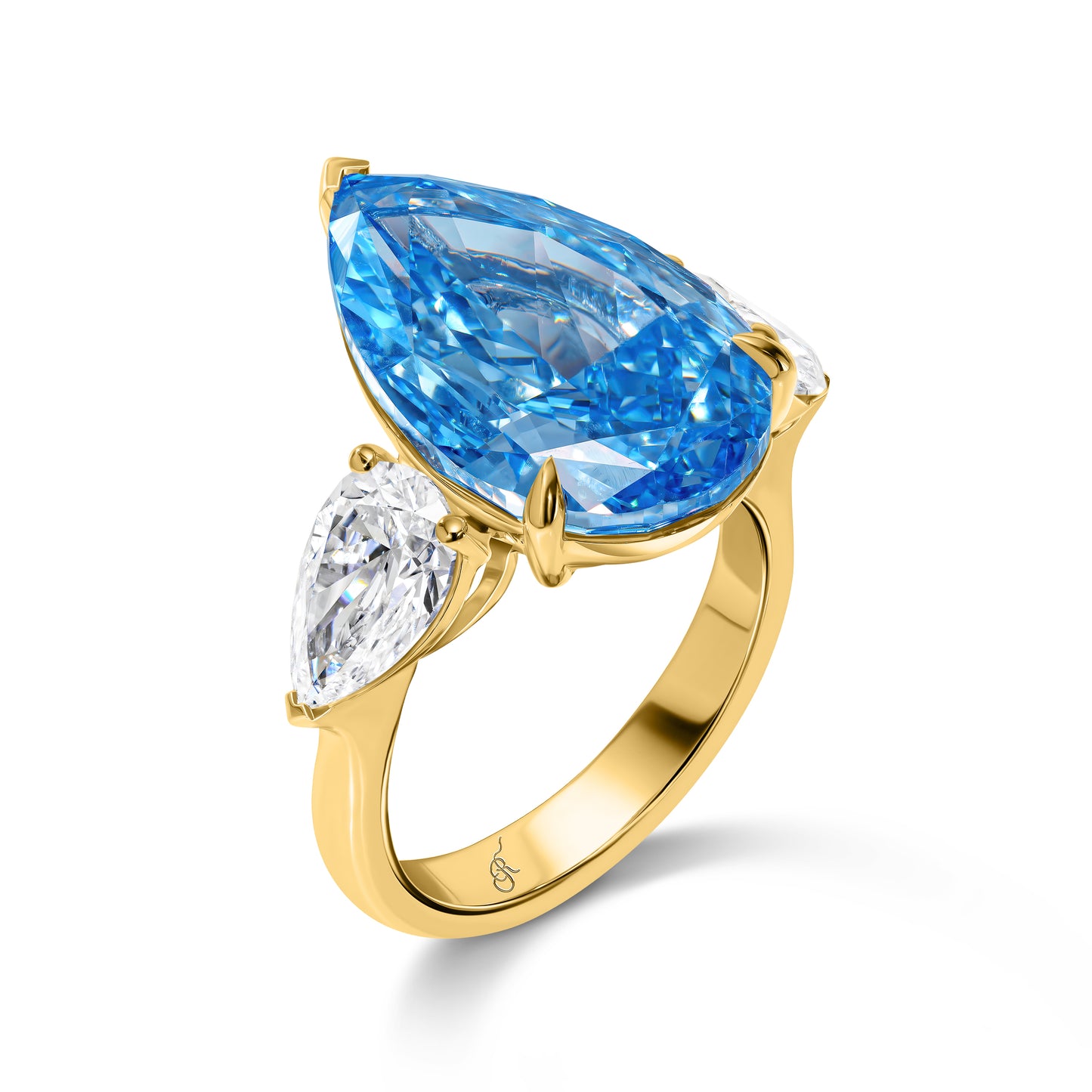 Vivid Blue Pear Diamond Ring