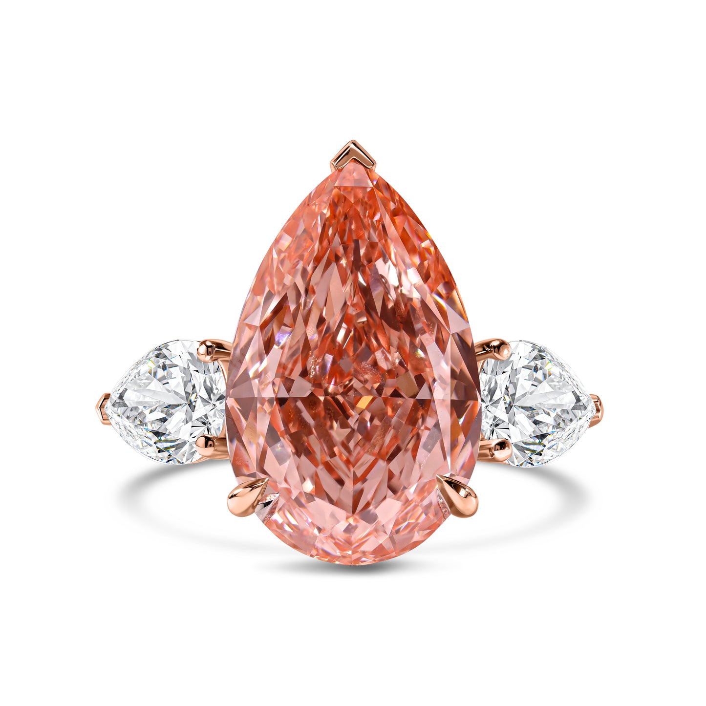 Vivid Pink Pear Diamond Ring