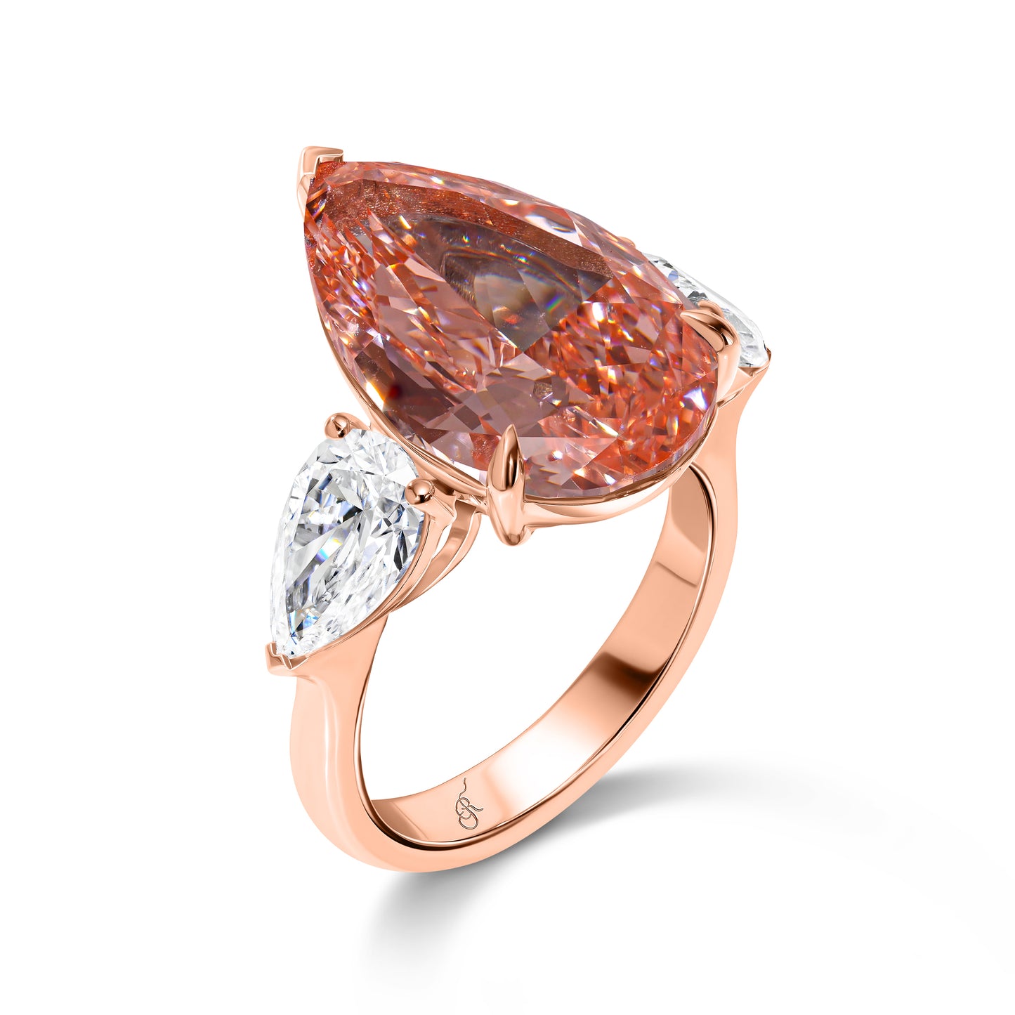 Vivid Pink Pear Diamond Ring
