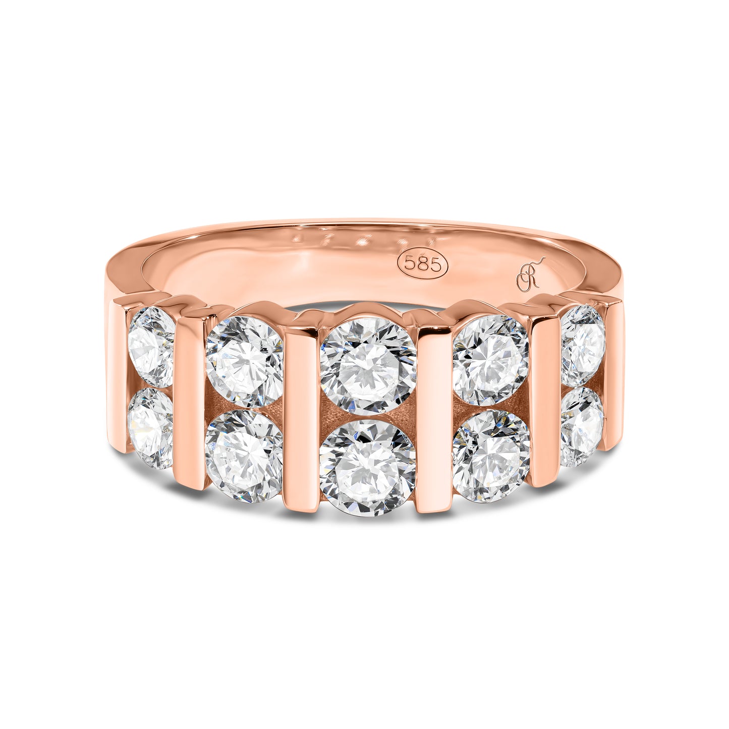 Double Row Diamond Bar Band Ring