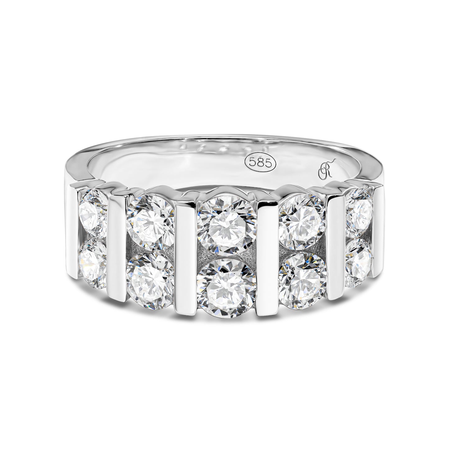 Double Row Diamond Bar Band Ring