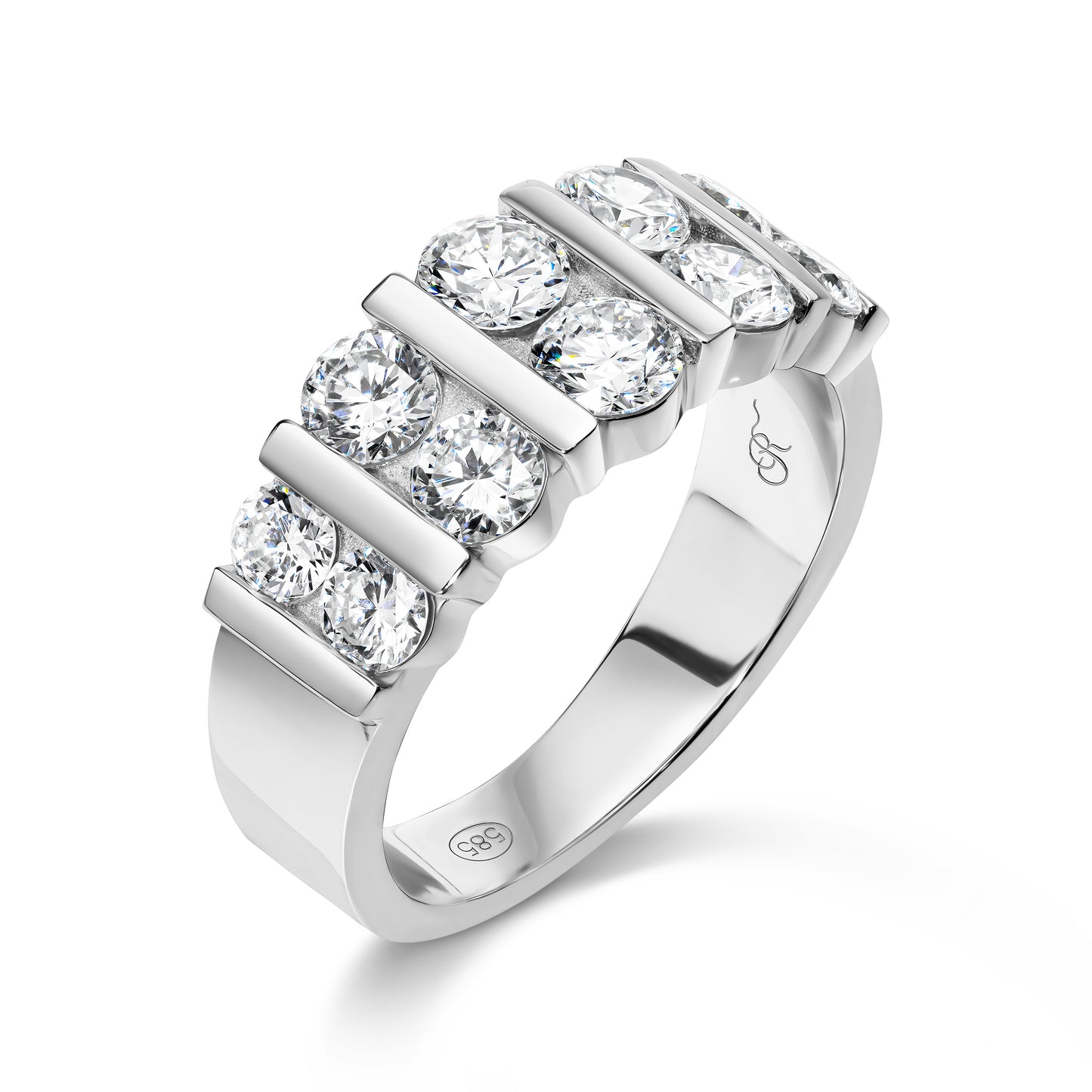 Double Row Diamond Bar Band Ring