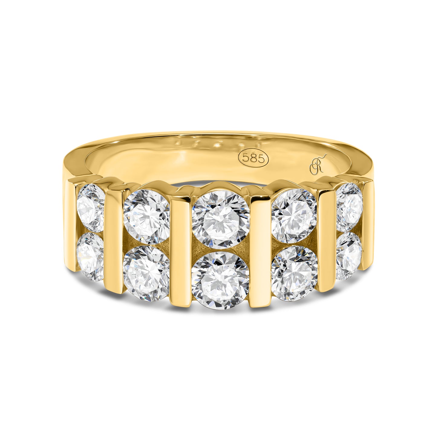 Double Row Diamond Bar Band Ring