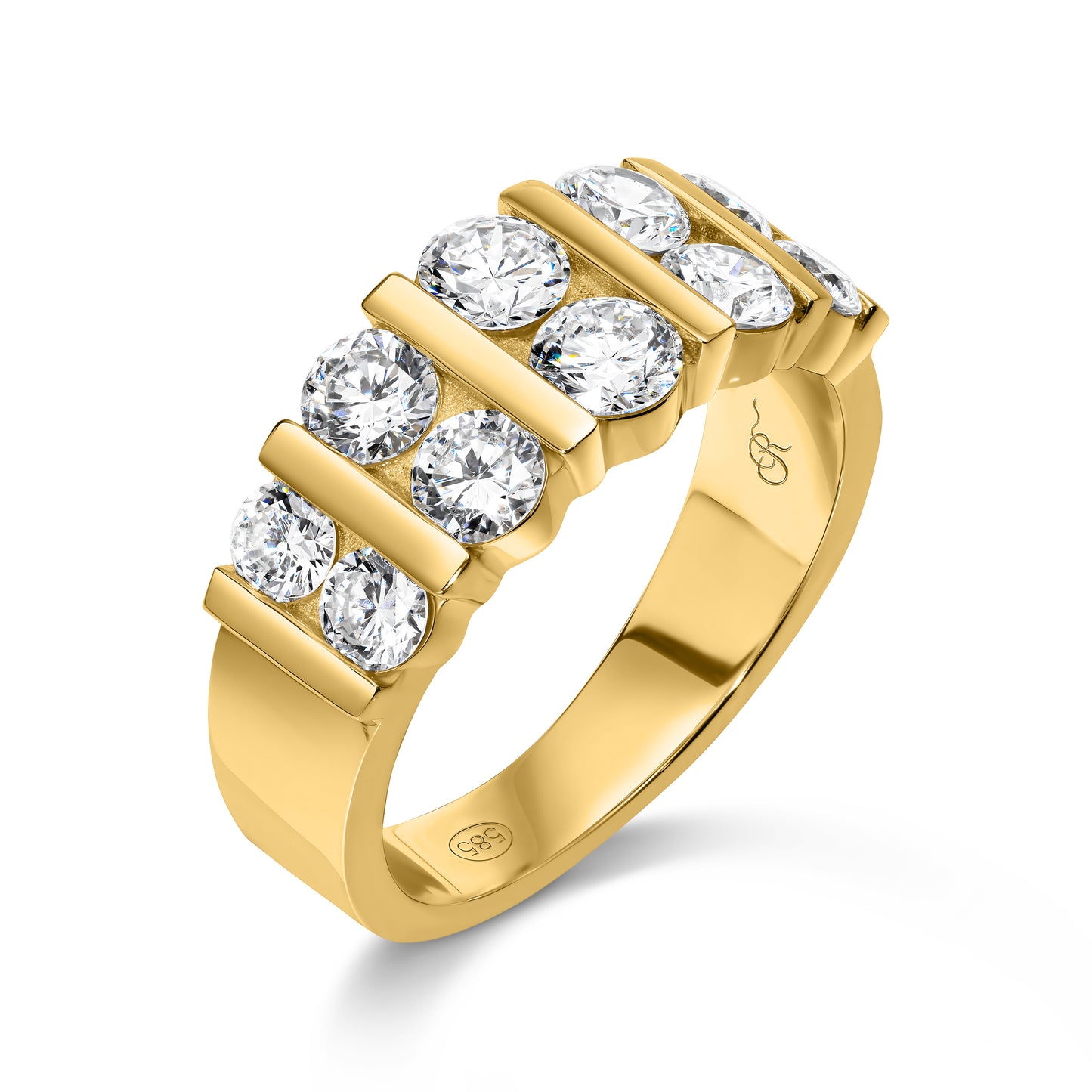 Double Row Diamond Bar Band Ring