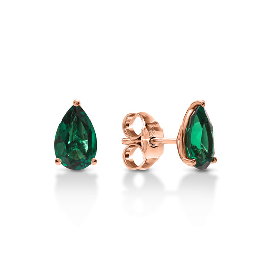 Pear Emerald Stud
