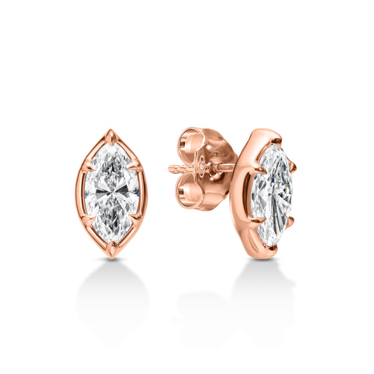 Bezel Claw Prong Marquise Diamond Studs