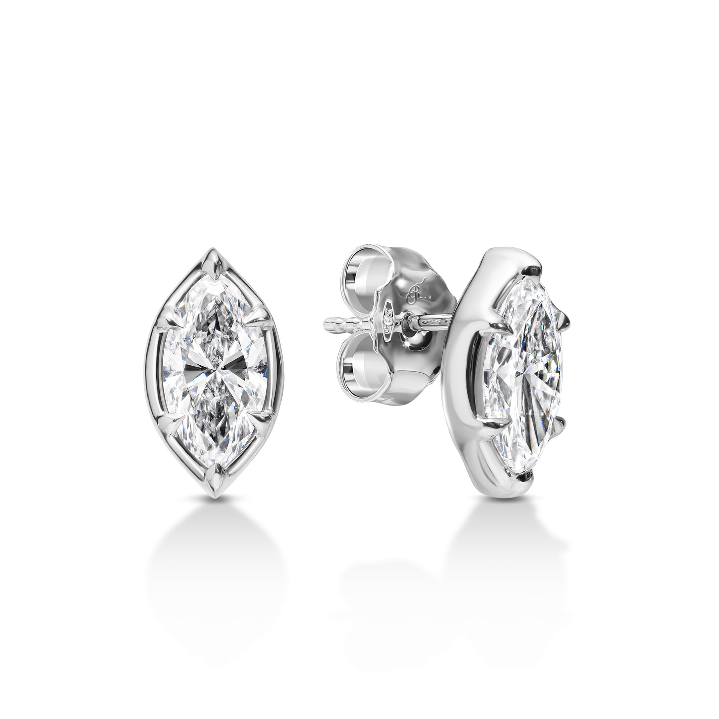 Bezel Claw Prong Marquise Diamond Studs