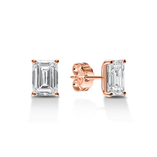 Classic Emerald Cut Stud Earring