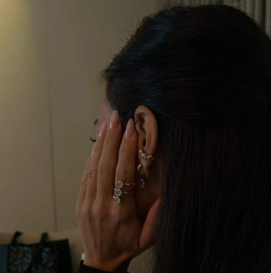 Triple Diamond Bezel Ear Cuff