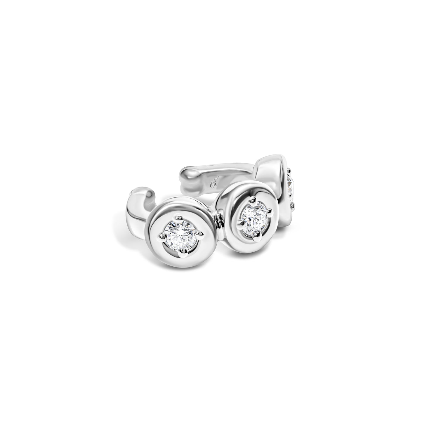 Triple Diamond Bezel Ear Cuff