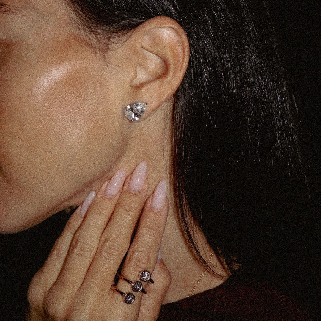 Pear Shaped Diamond Stud Earring