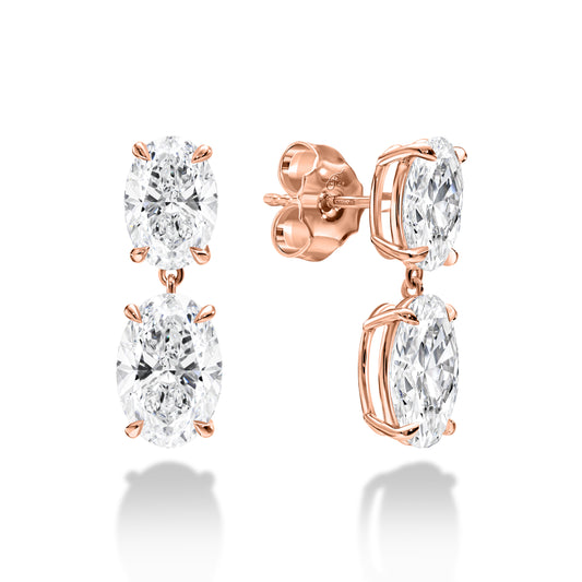 Two-Stone Oval Diamond Dangle Earrings