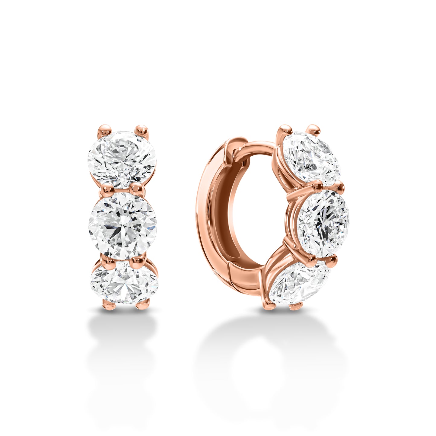 Triple Diamond Huggie Hoops