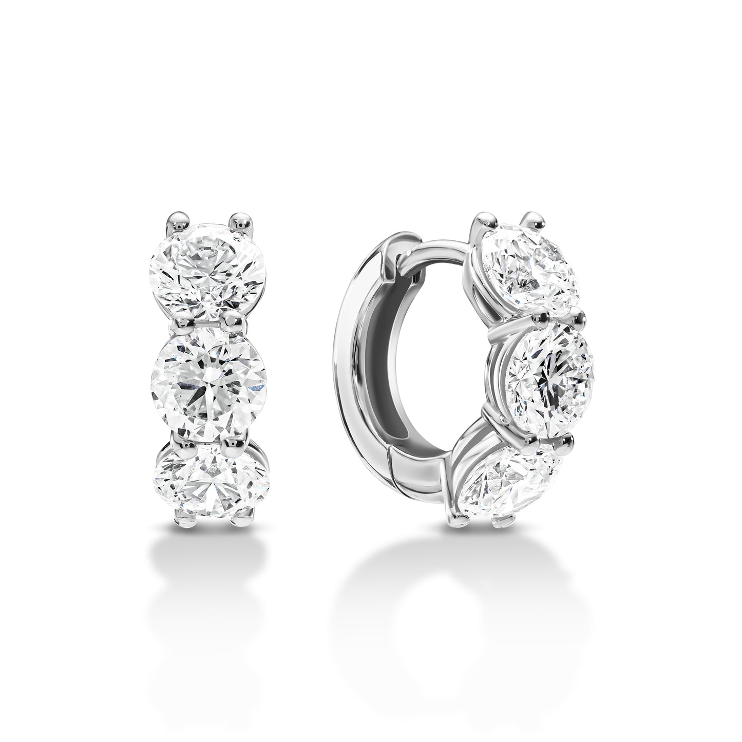 Triple Diamond Huggie Hoops