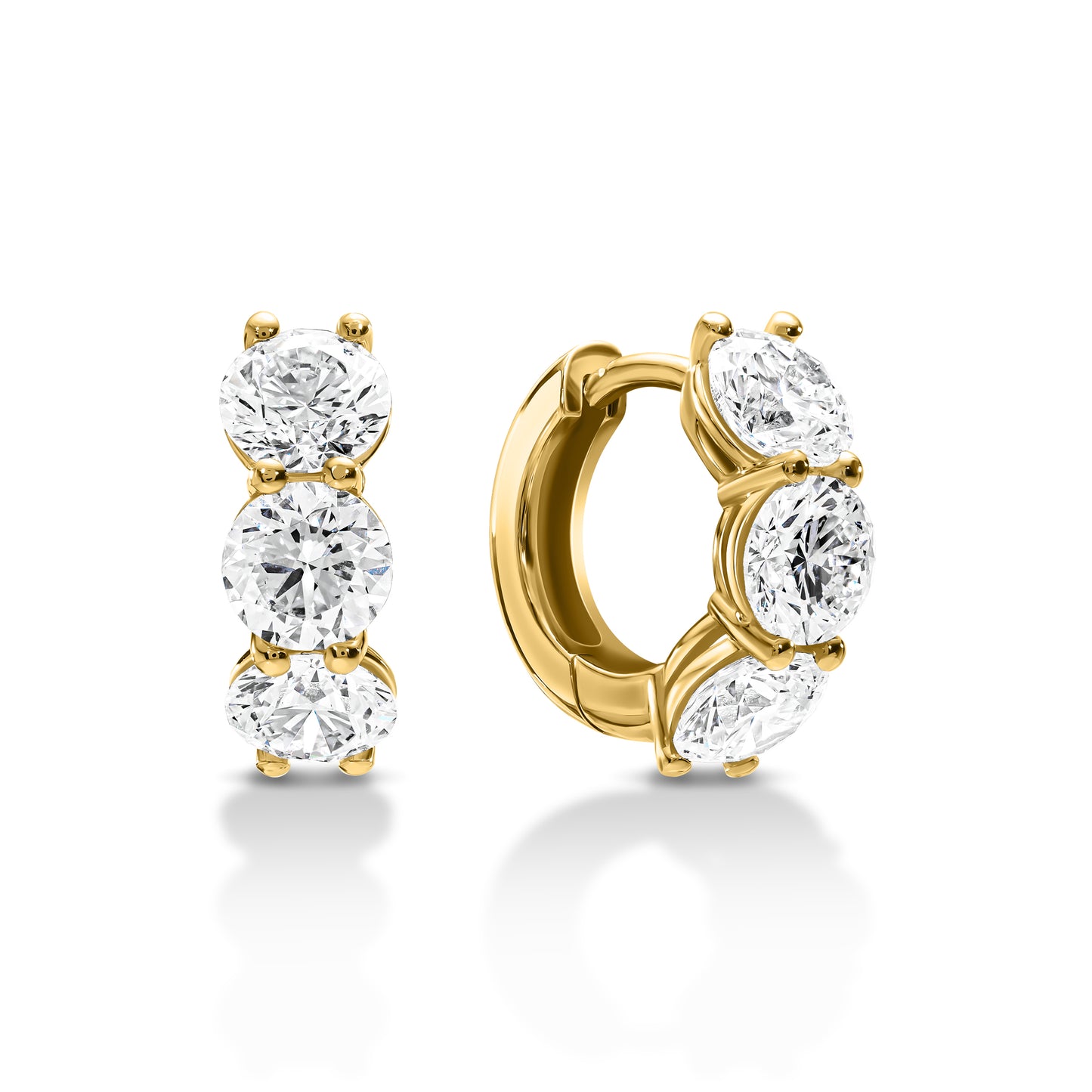 Triple Diamond Huggie Hoops