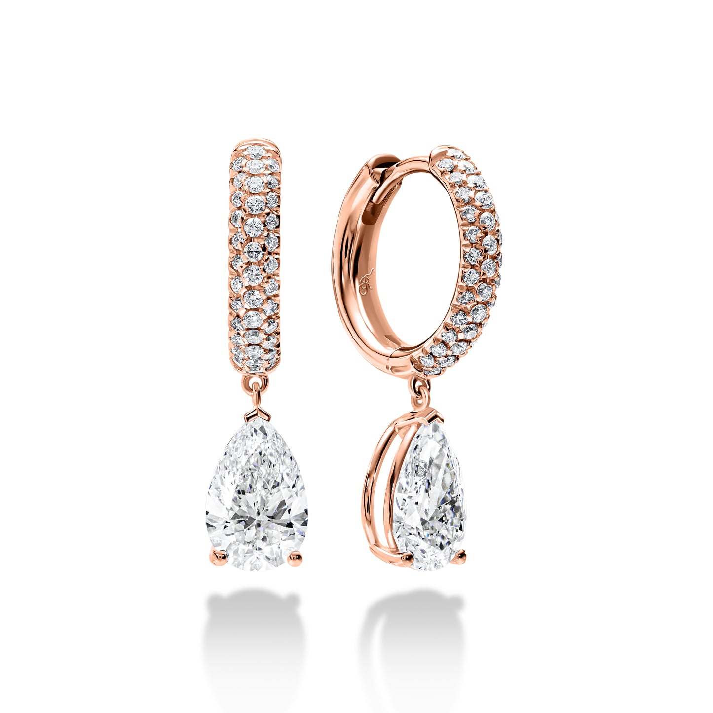 Diamond Huggie Teardrop Dangle