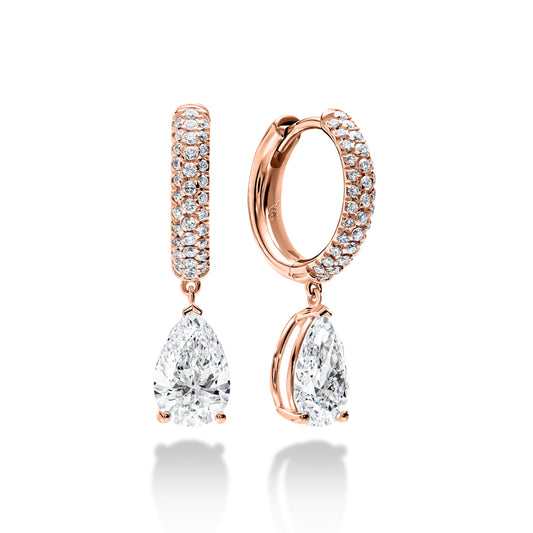 Diamond Huggie Teardrop Dangle