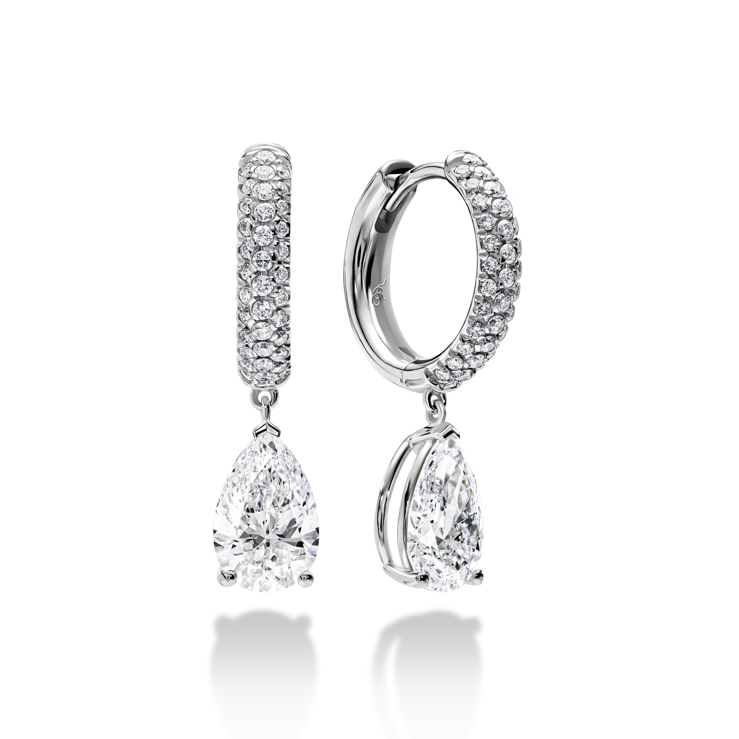 Diamond Huggie Teardrop Dangle