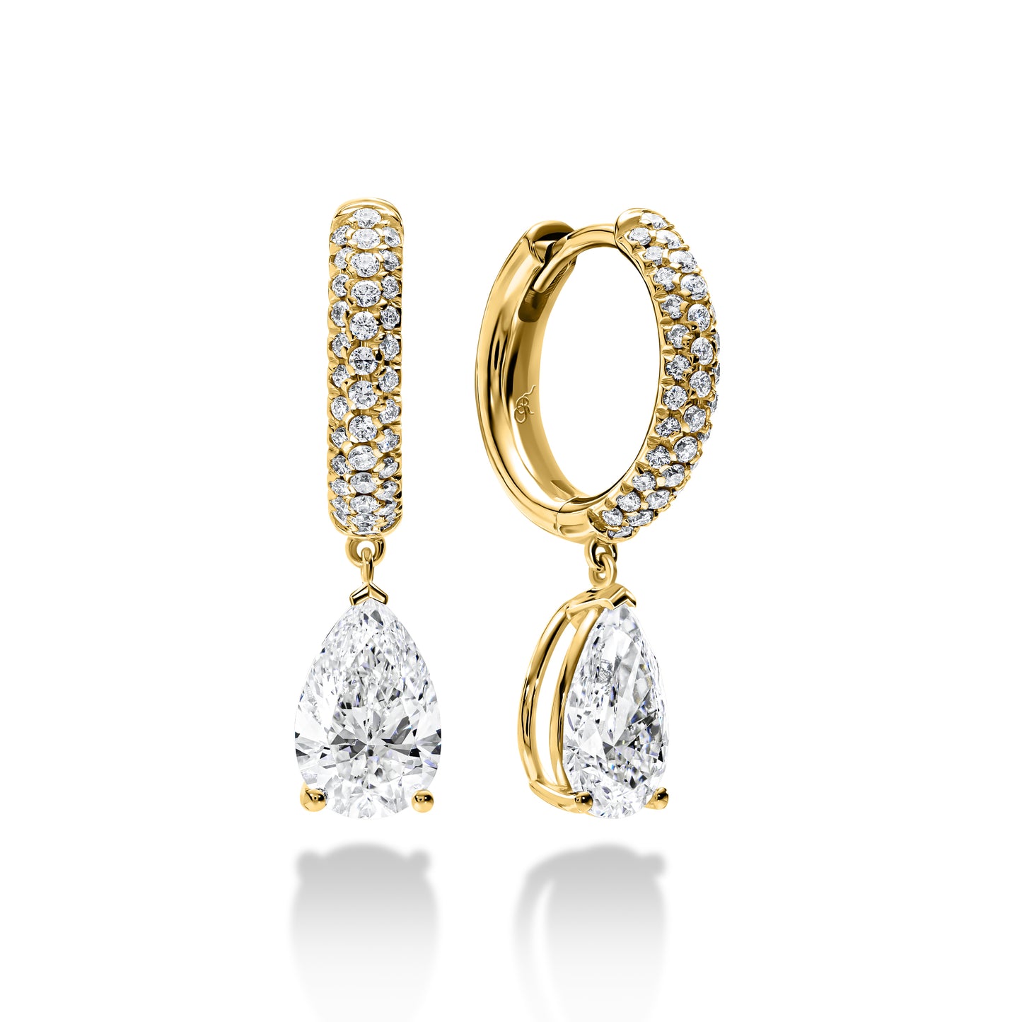 Diamond Huggie Teardrop Dangle
