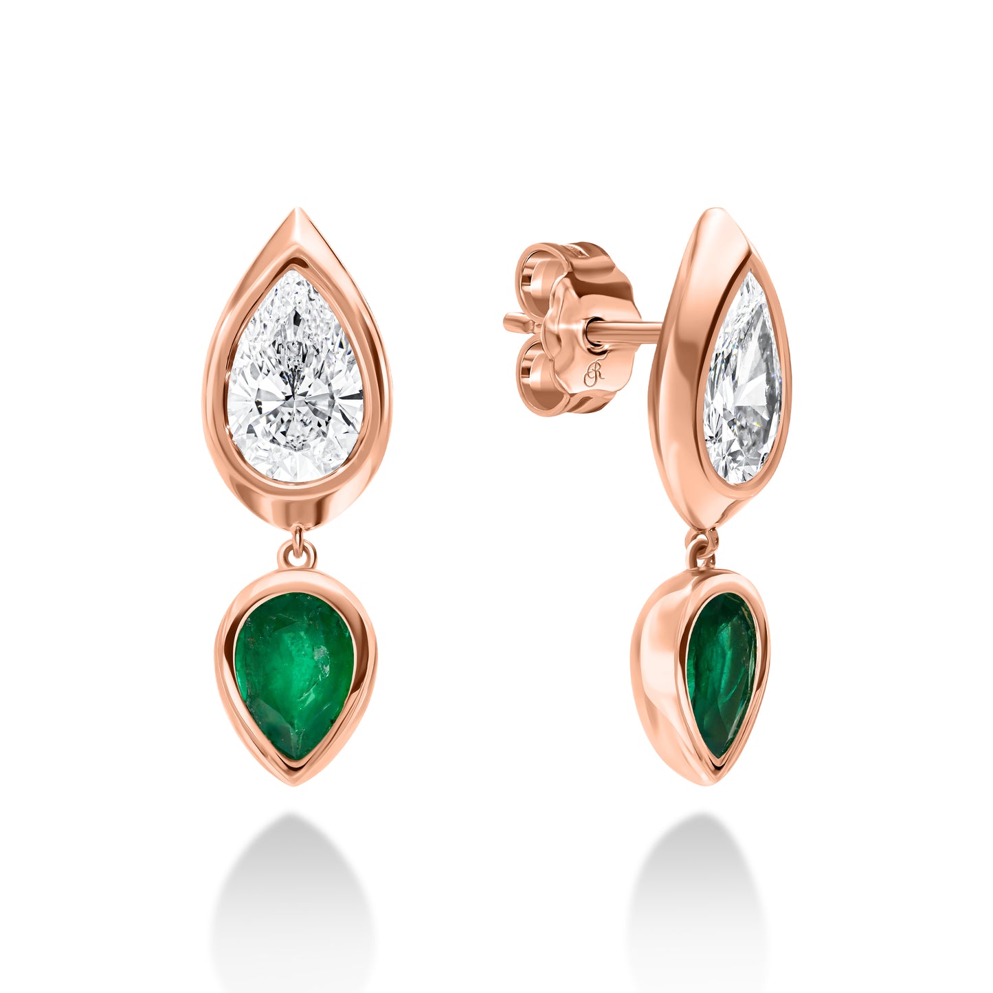 Pear Diamond & Emerald Drop Earring