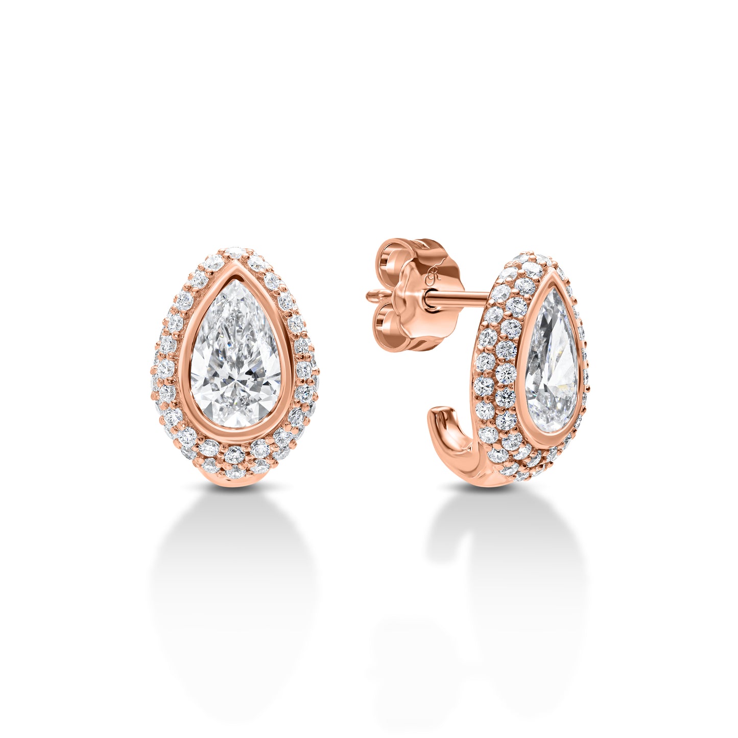 Pear Halo Diamond Stud
