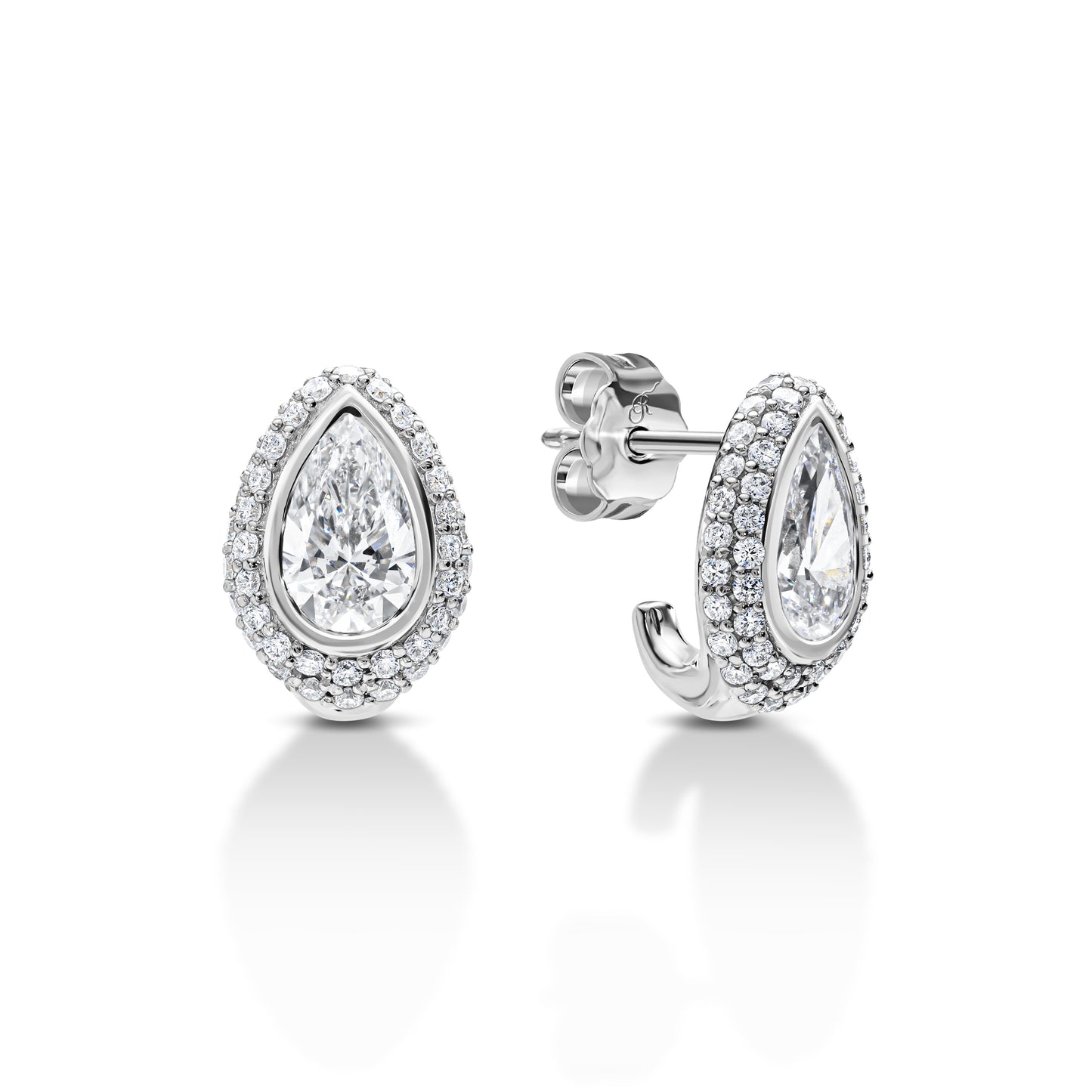 Pear Halo Diamond Stud