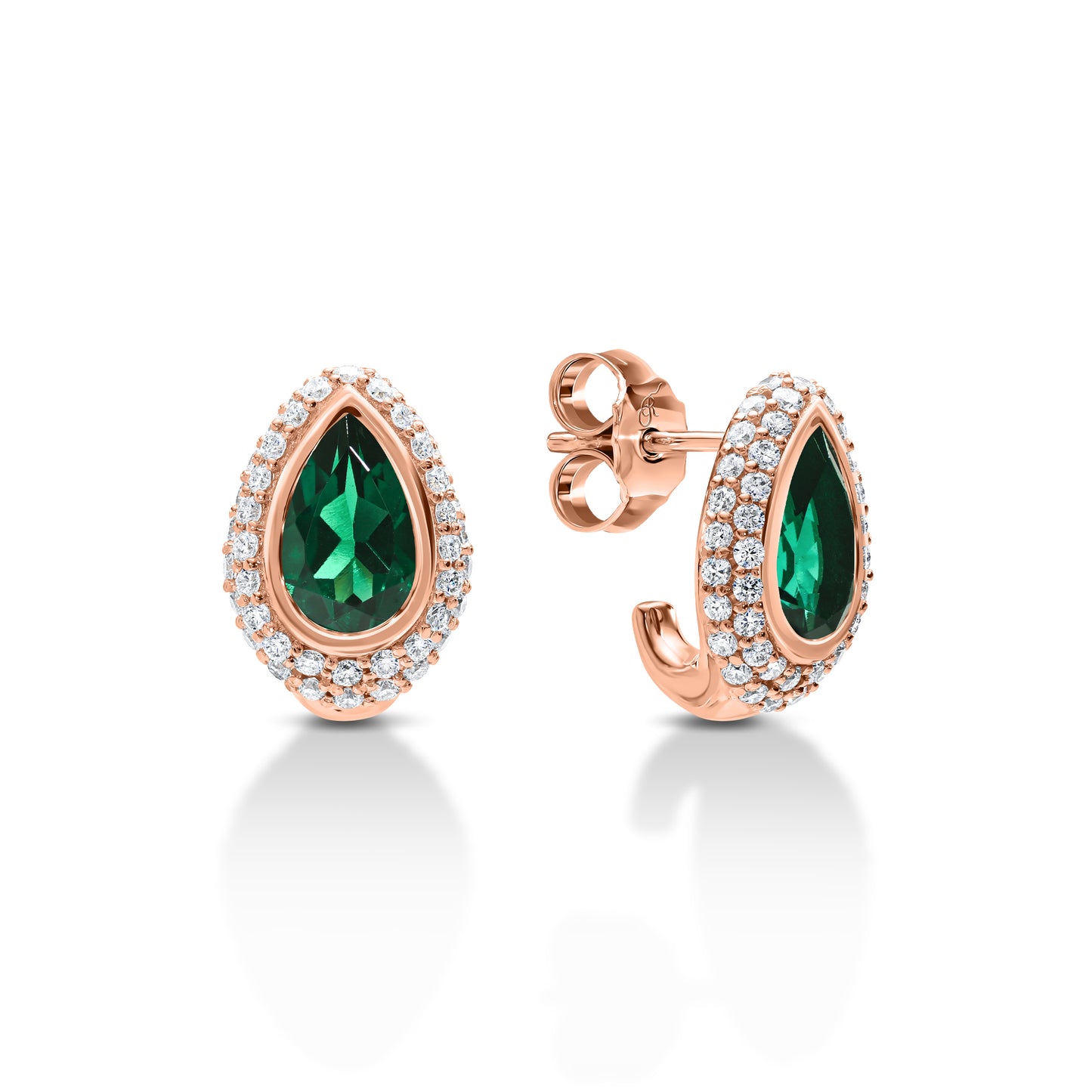 Pear Halo Emerald Stud