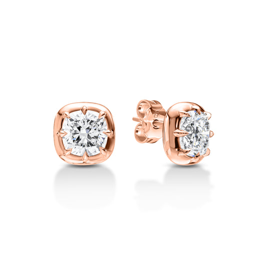 Cushion Frame Round Diamond Stud